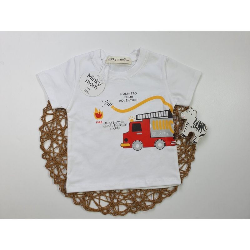 Áo Cộc Tay MINKY MOM COTTON 100% In Hình Cute Cho Bé Trai từ 5-19kg