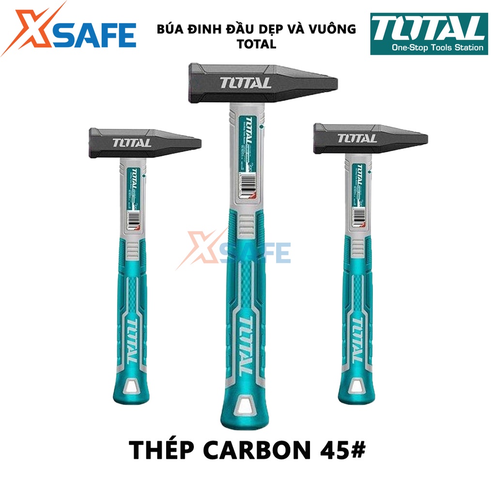 Búa đinh đầu dẹp và vuông TOTAL Búa đóng đinh trọng lượng 300-500g, thép carbon 45#, chịu nhiệt - Chính hãng - Xsafe