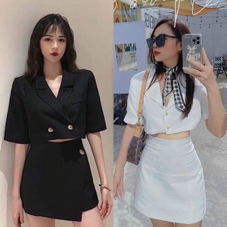 Set áo croptop vest kèm chân váy