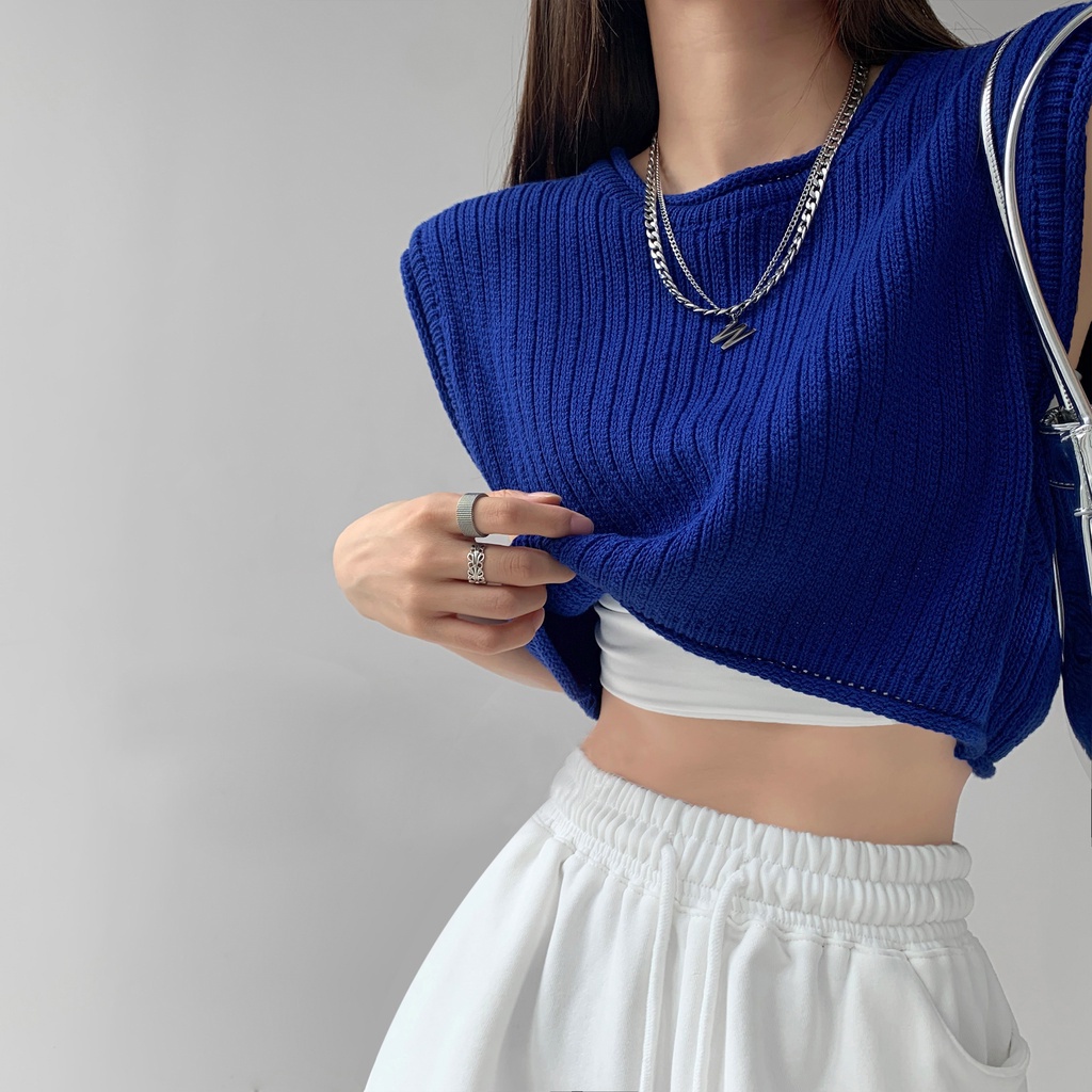 Áo Croptop Dệt Kim Sát Nách Màu Sắc Đơn Giản