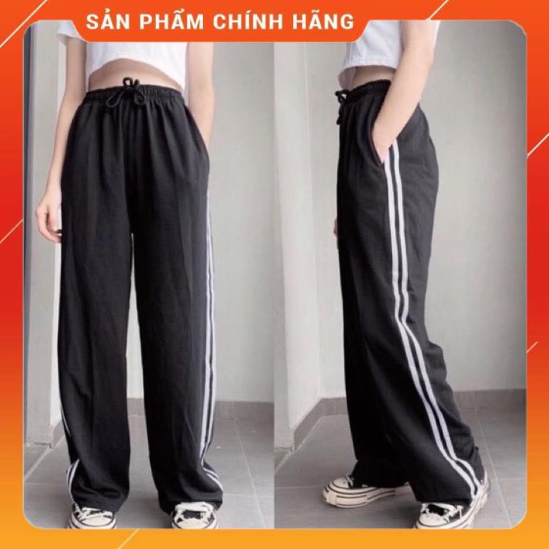 Quần ỐNG RỘNG thể thao 2 Sọc Trắng Đen - Kiểu quần Culottes lưng cao🍓đẹp chanh sả cho bạn tự tin đi chơi