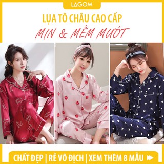 Đồ bộ pijama lụa nữ dài tay quảng châu cao cấp