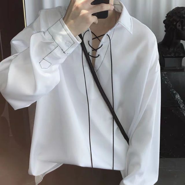 Áo sơ mi kiểu cách co dây rút ở cổ