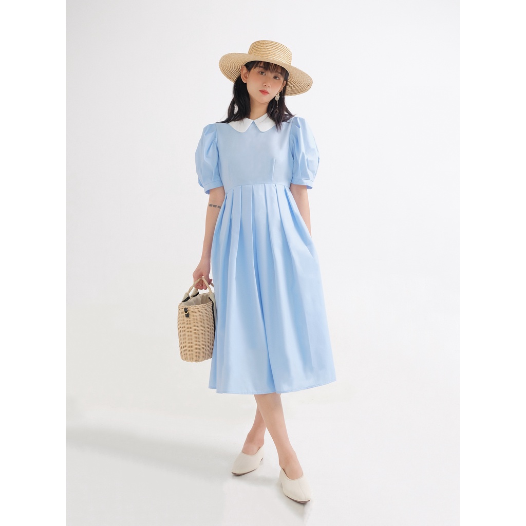 THE19CLUB - Váy cotton cổ sen tay bồng 2 màu sắc - DAHLIA DRESS