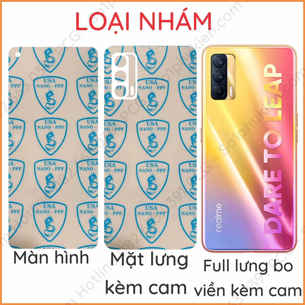 Dán PPF Realme V15 loại trong, nhám dành cho màn hình, mặt lưng, lưng full bo viền