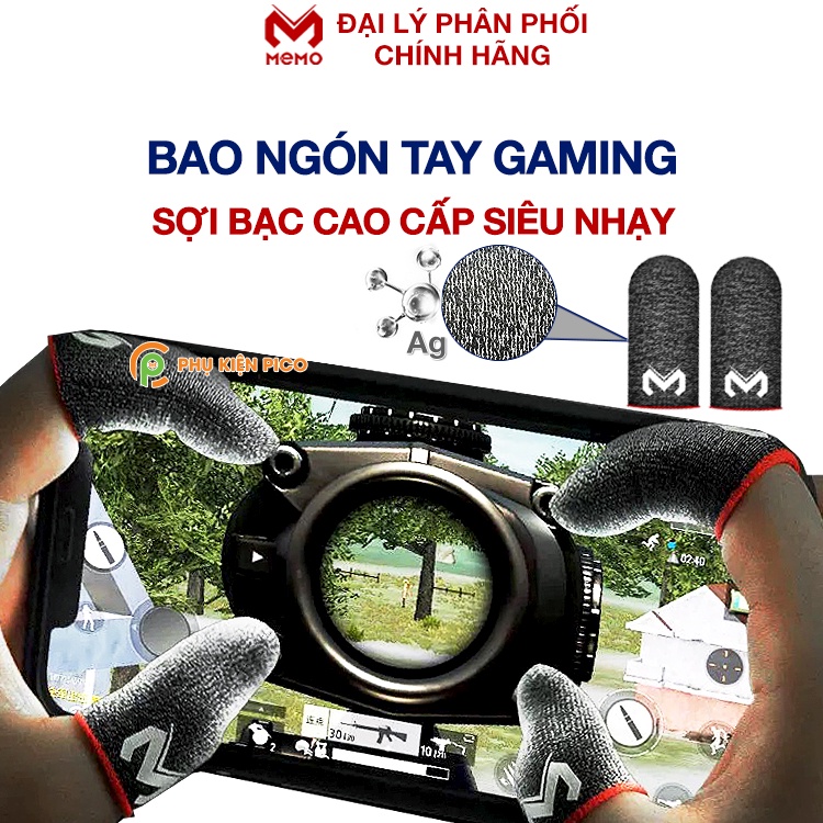 Găng tay chơi game - Bao tay chơi game Memo sợi bạc - Bao ngón tay chơi game MK8 sợi đồng nguyên chất chống loạn cảm ứng
