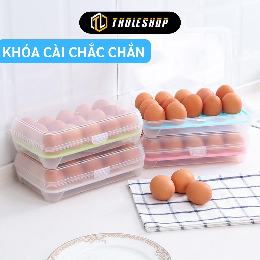 Khay Đựng Trứng 15 Ô - Hộp Bảo Quản Trứng Để Tủ Lạnh Có Nắp Đậy Kín, Đế Chống Trượt 1090