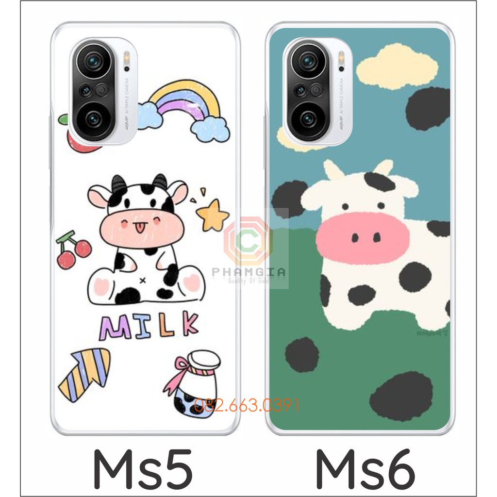 Ốp lưng Xiaomi Redmi K40 / K40 Pro 5G / Xiaomi 11i / Poco F3 dẻo trong in hình bò sữa siêu dễ thương
