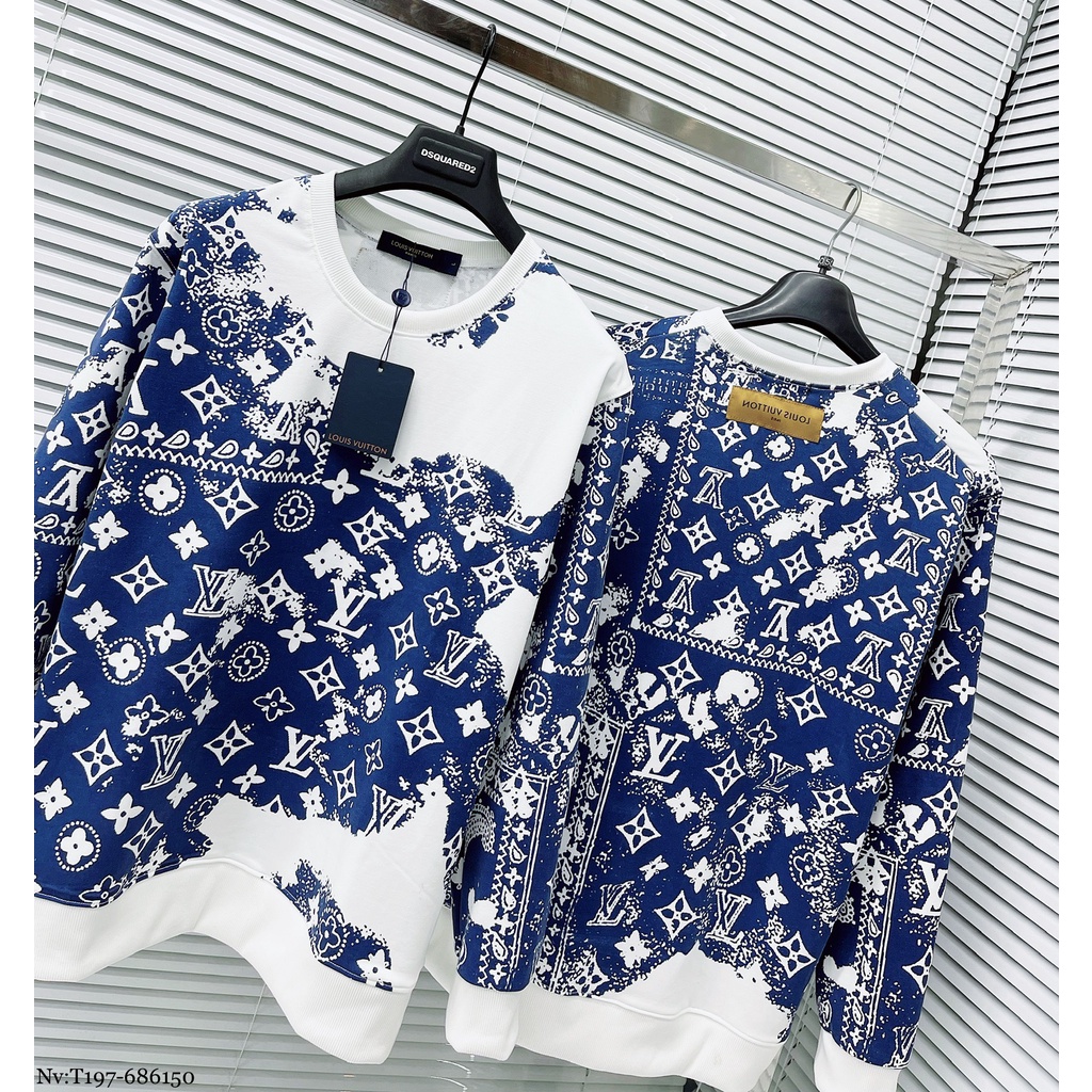 Áo Sweater Nam Lv Màu Loang Họa Tiết Dập Vân . Áo Nỉ Nam Nữ Màu Loang Chất Nỉ Da Cá Mềm Mịn - MINH TÂY STORE