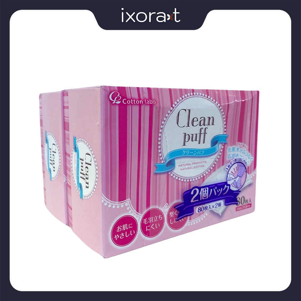 SET 2 HỘP BÔNG TẨY TRANG CLEAN PUFF COTTON LABO 2 lớp [ Made in Japan ] Mềm mịn, thấm hút tốt, thân thiện với làn da