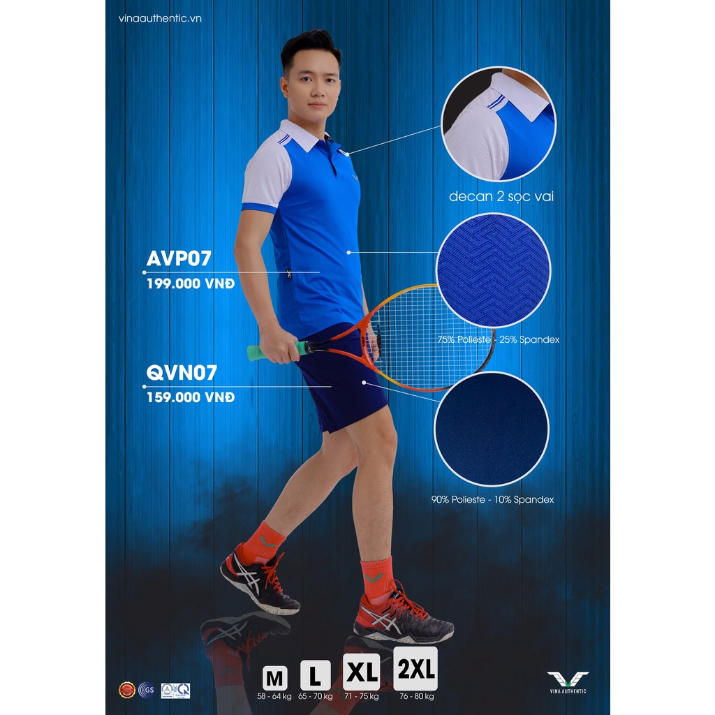 BỘ THỂ THAO NAM TENNIS CHUẨN THI ĐẤU- HÀNG CHÍNH HÃNG AVP08