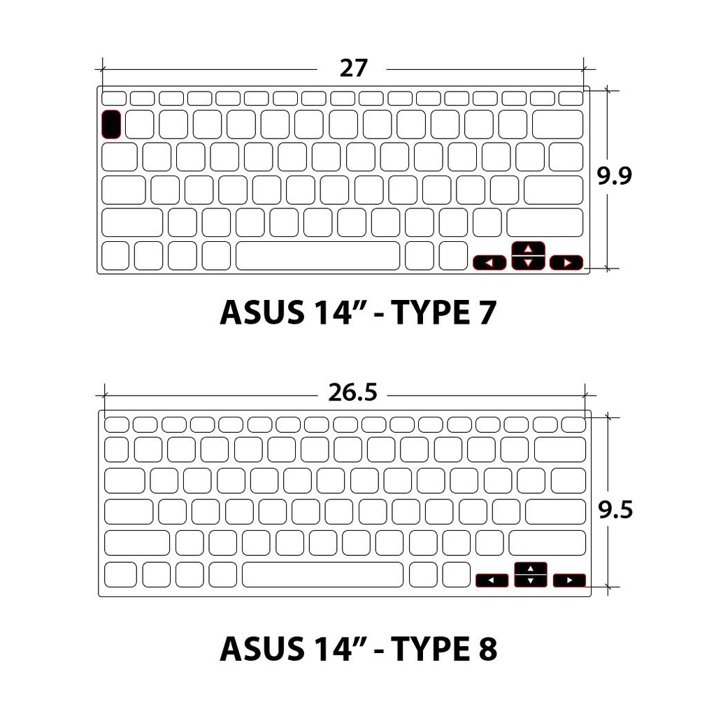 Tấm phủ bàn phím silicon ASUS 14" ôm phím (nhiều loại)