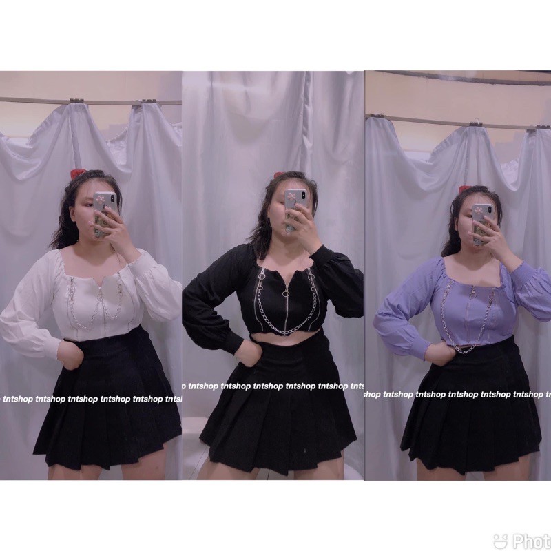 Áo len kiểu trễ vai mix khoá & xích (K252-1) | BigBuy360 - bigbuy360.vn