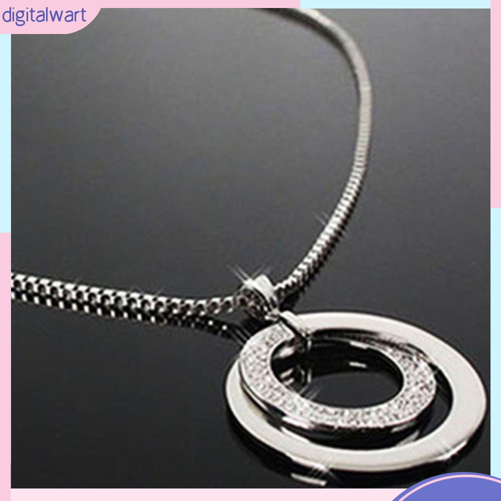 Dây chuyền dáng dài mặt hình tròn bằng hợp kim dính đá nhân tạo cho nữ