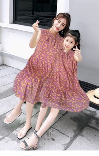 Đầm voan xốp mẹ bé hình thẬT