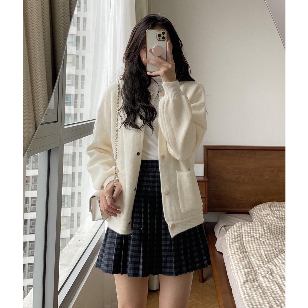 [Mã 2611THTRANG100K hoàn 10% xu đơn 99K] Cardigan len mịn khuy màu 6992