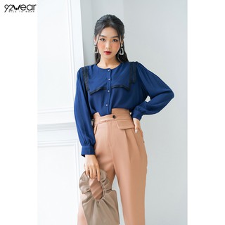 Áo sơ mi nữ công sở 92WEAR đủ màu, đủ size, cổ 2 lớp ASW0902