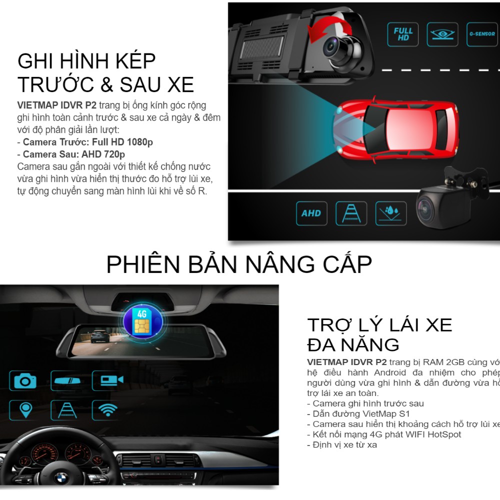 [Kèm Thẻ nhớ 128Gb] Camera Hành Trình Vietmap iDVR P2 [Sim 4G] | BigBuy360 - bigbuy360.vn