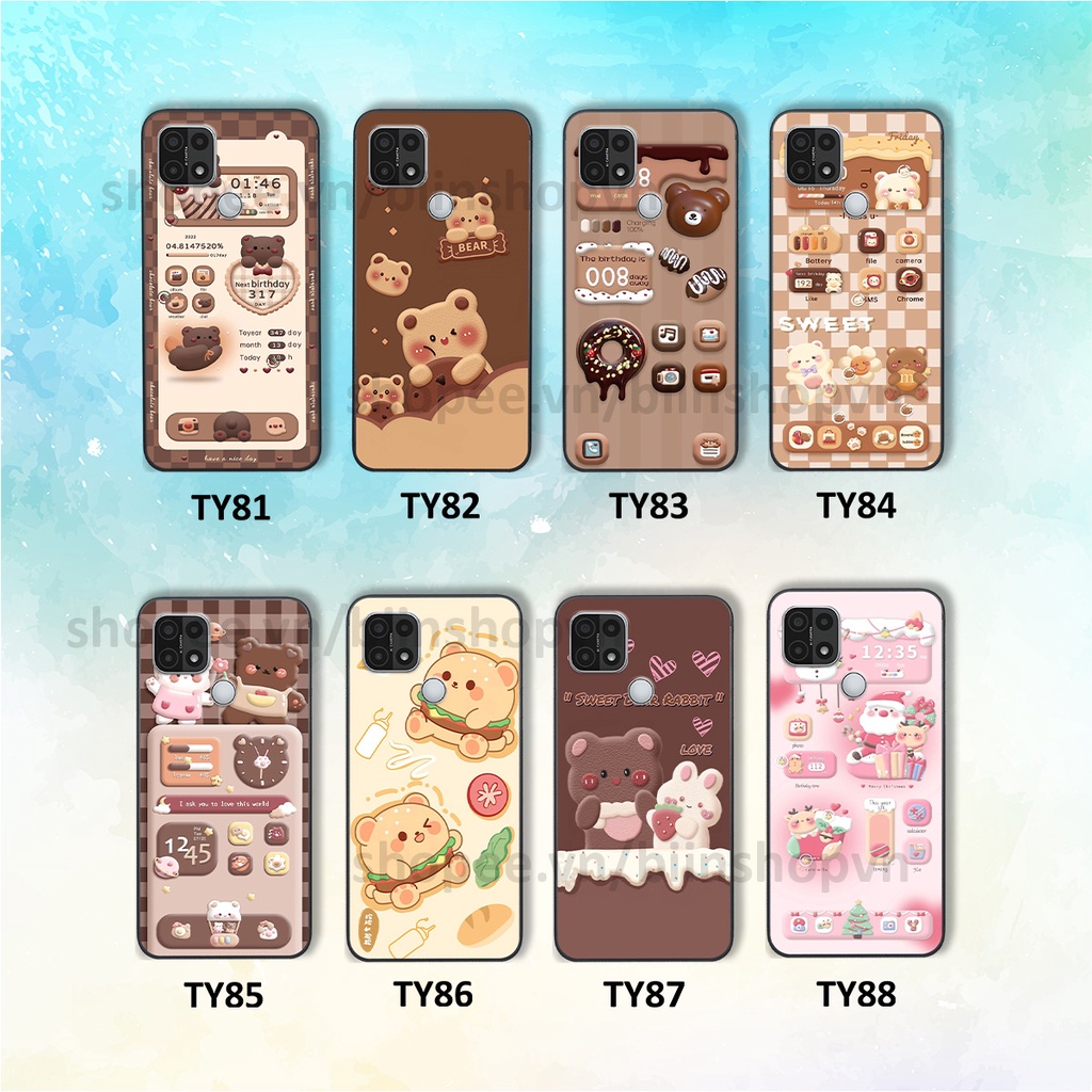 Ốp Oppo A15 / A15s in hình gấu chocolate kẹo ngọt siêu đẹp siêu xinh