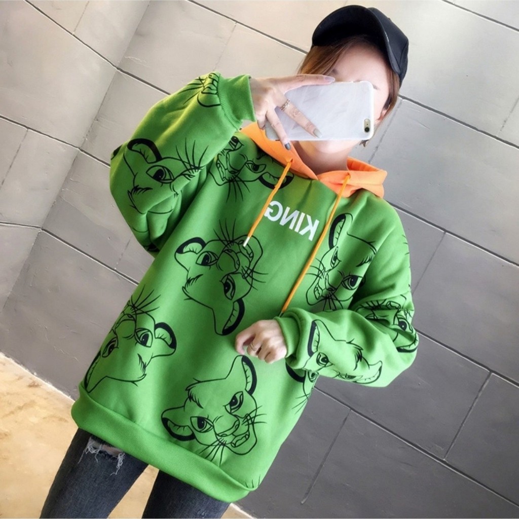 Áo Khoác Nỉ Hoodie KN13 In Hình Vua Sư Tử, Freesize Dưới 60kg | BigBuy360 - bigbuy360.vn
