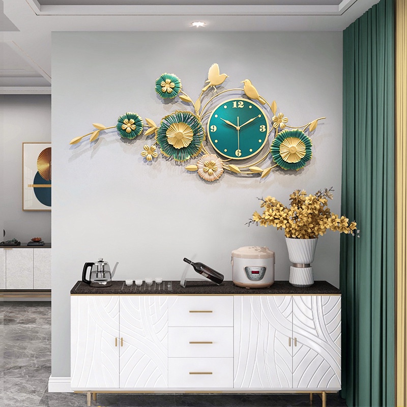 Đồng hồ treo tường phòng khách SENCOM, đồng hồ trang trí decor màu xanh nghệ thuật - 2907