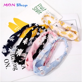 Băng đô turban hoa cúc nhiều màu bờm tóc nữ rửa mặt thời trang cài tóc