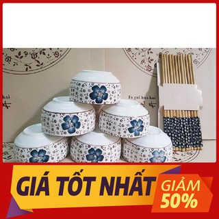 Bộ 6 Chén Đũa Hoa Kiểu Nhật Cao Cấp