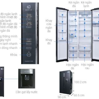 Tủ lạnh aqua side by side 557l