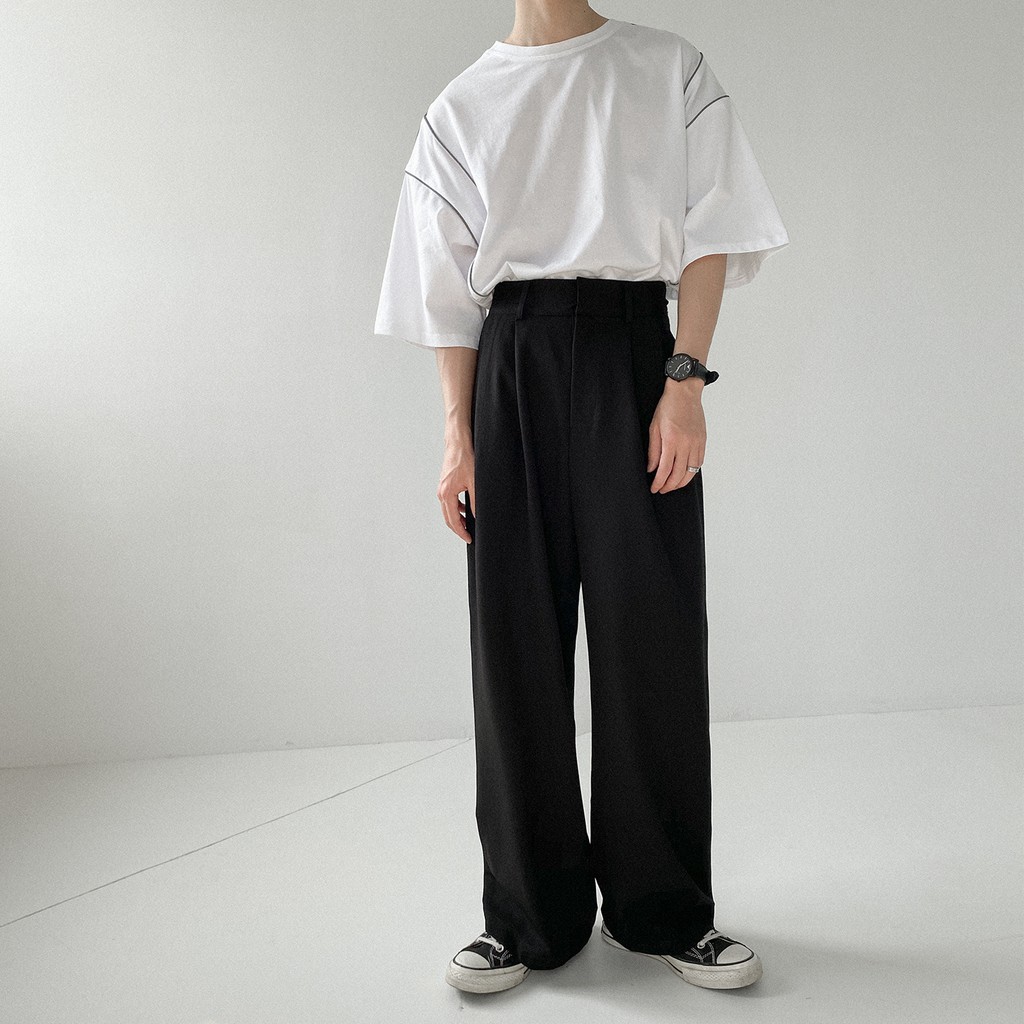 Áo thun nam unisex đơn giản màu đen trắng form rộng giống hình