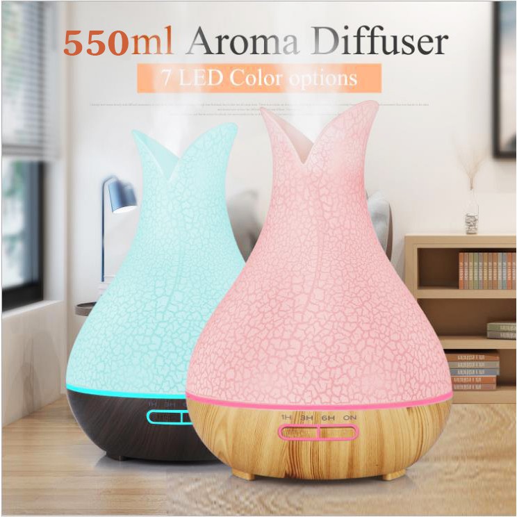 Máy xông tinh dầu phòng ngủ Tulip 550ml - AROMA DIFFUSER chính hãng - kèm remote