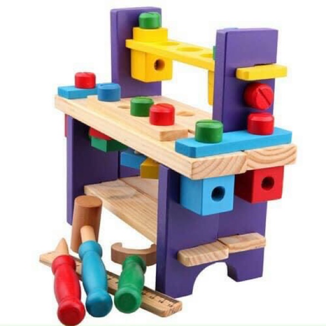 Montessori- Bộ Đồ Chơi Kỹ Thuật Vặn ốc Vít Bằng gỗ Giúp Bé Phát Triển Trí Não