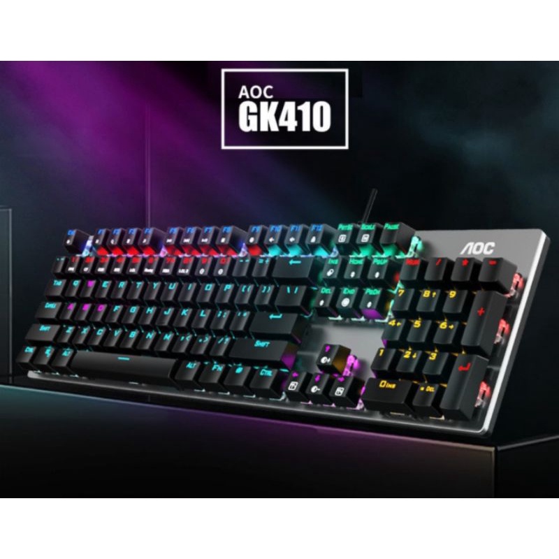 Bàn phím cơ AOC GK410 , phím cơ led Rainbow rất đẹp - Hàng chính hãng AOC