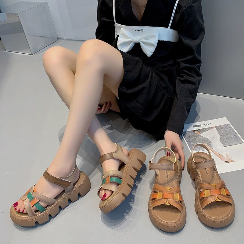 Giày Sandal Hở Ngón Mũi Tròn Hở Ngón Thoải Mái Phong Cách Roman Phong Cách Mới