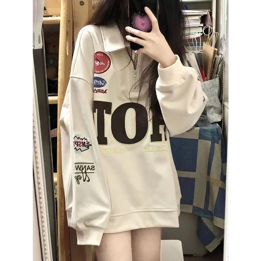 Jiashucheng Áo Nỉ Dài Tay Dáng Rộng Phong Cách Preppy Nhật Bản Thời Trang Mùa Thu Hàng Mới Dành Cho Bạn Nữ