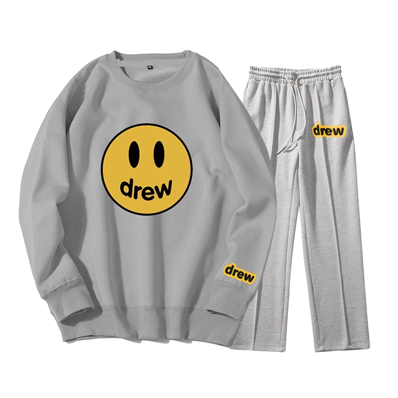 Set ÁO sweater nỉ bông quần gân drew ống suông , phong cách unisex  big size 3XL-5XL