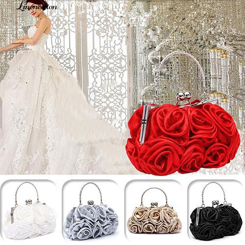 Túi clutch cầm tay mẫu hoa hồng thanh lịch cho nữ