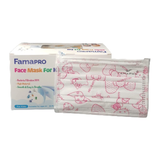 [Cho trẻ em từ 4-10 tuổi] Combo 3 hộp Famapro Max Kids Hộp 50 cái Khẩu trang y tế trẻ em kháng khuẩn 3 lớp