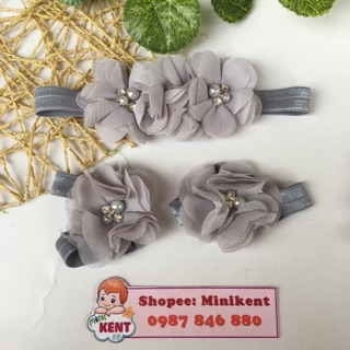 Set băng đô bé gái (đôi hoa chân và băng đô)