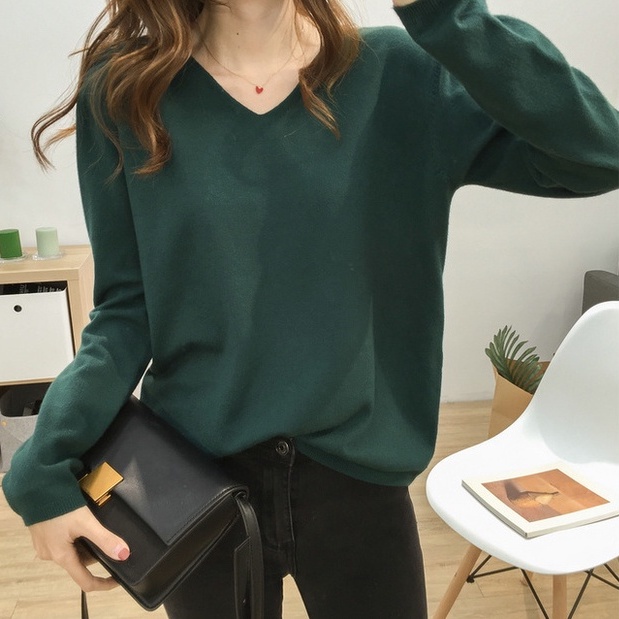Áo Sweater Dệt Kim Tay Dài Màu Sắc Đơn Giản Dễ Phối Đồ Cho Nữ | BigBuy360 - bigbuy360.vn