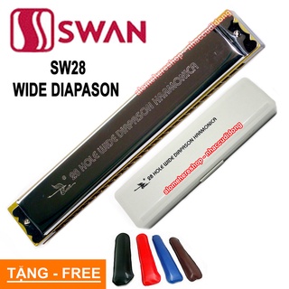Kèn harmonica Tremolo 28 lỗ Swan SW28 Wide Diapason key C (Bạc)