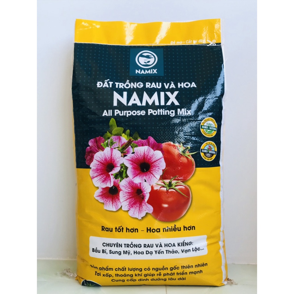 Đất sạch hữu cơ trộn sẵn đa dụng NAMIX - Rau-hoa-quả - 20l (11-12kg) - ALL PURPOSE POTTING MIX