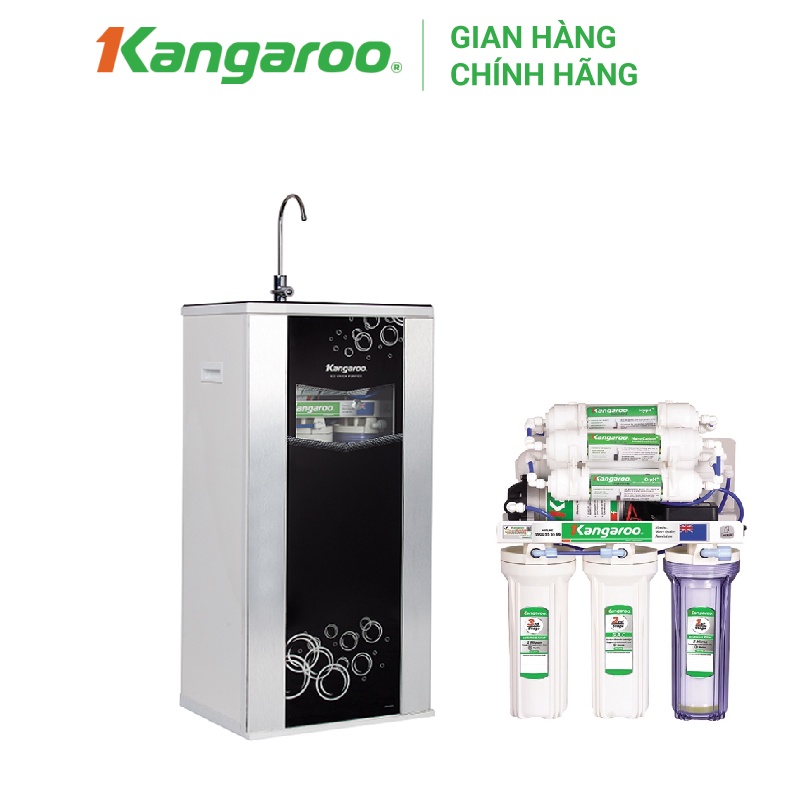 Máy lọc nước Hydrogen Kangaroo RO 9 lõi vỏ tủ VTU màu đen (kèm carton) KG100HA