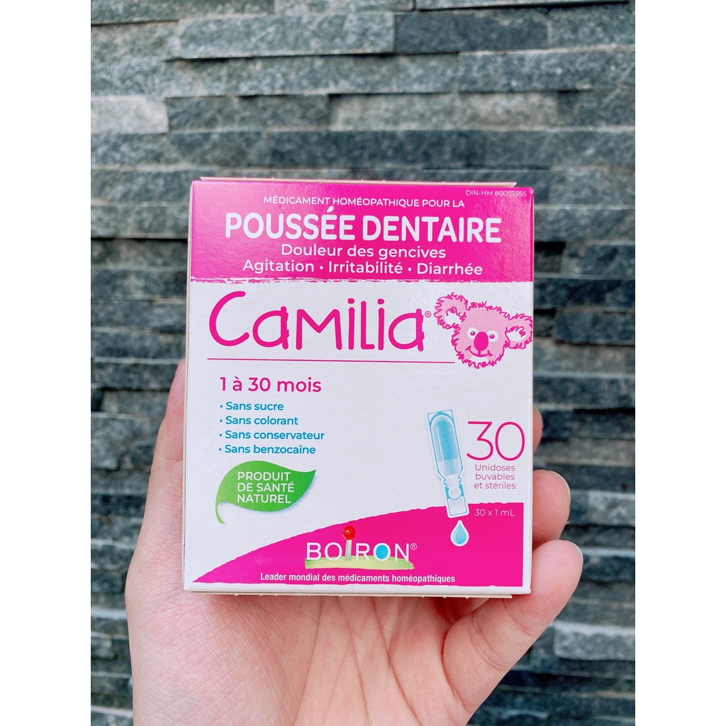 Tép muối dùng cho bé khi mọc răng Camilia Teething Boiron hộp 30 tép