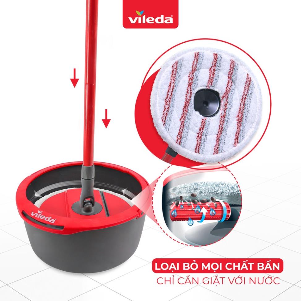 Cây lau nhà Vileda Spin and Clean TSU161821 đầu lau đĩa tròn, xô giặt xoay 360 độ - thương hiệu Đức- Phukientuiloc.com