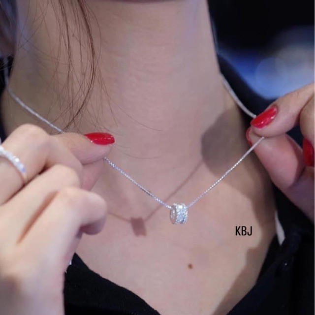 Dây chuyền nữ mặt cầu bánh xe nạm đá sáng đẹp chuẩn bạc ta ( Ảnh đeo thật)