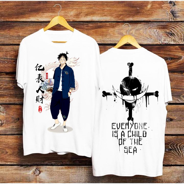 áo thun one piece Luffy Nam , nữ tay lỡ unisex áo phông tay ngắn cổ tròn form rộng oversize in họa tiết ABFIT