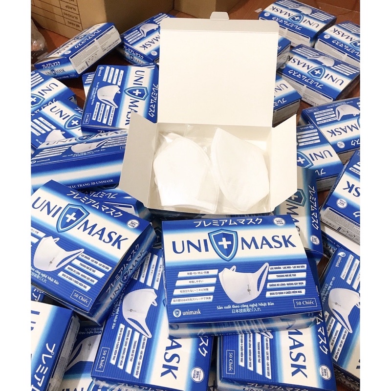 Khẩu trang 3D công nghệ nhật bản Uni Mask kháng khuẩn-Hàng đóng hộp 50c