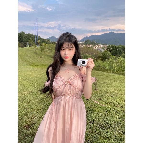 ĐẦM DÀI MAXI HỞ VAI 2 LỚP BÈO NHÚN