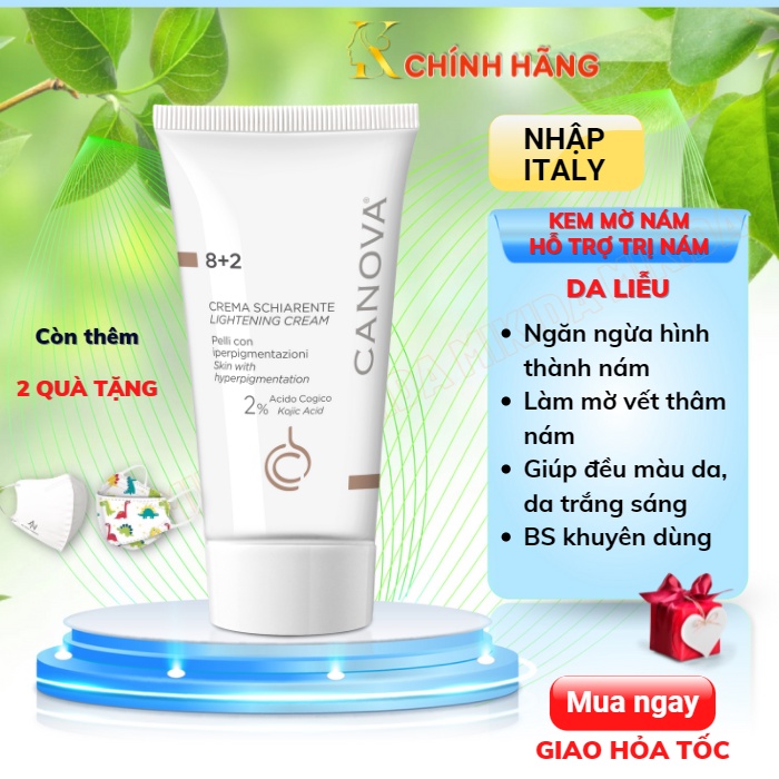 Kem mờ nám, hỗ trợ mờ nám tàn nhang dưỡng da nhạy cảm CANOVA Depi 50+ và 8+2 ngăn ngừa làm chậm lão hóa da