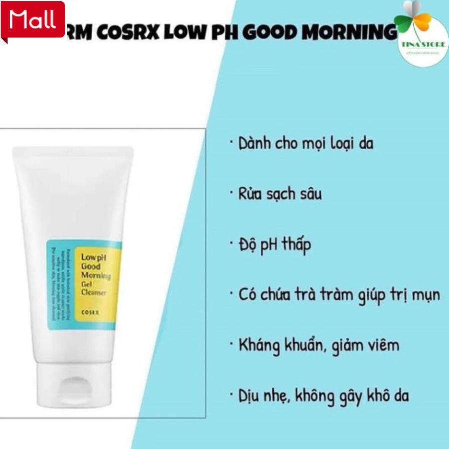 Sữa Rửa Mặt Cosrx Low PH Good Morning Gel Cleanser, SRM COSRX Dạng Gel Chiết Từ Dầu Cây Trà in OAM OFFICIALin SRM